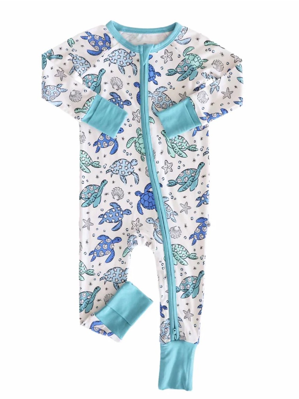 Caden Lane Sea Turtle Splash Convertible Zip Romper
